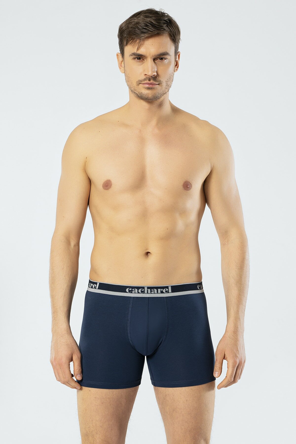 Cacharel 1338 Lacivert İndigo Saks Erkek 3 Lü Uzun Paçalı Likralı BoxerBoxerCacharel