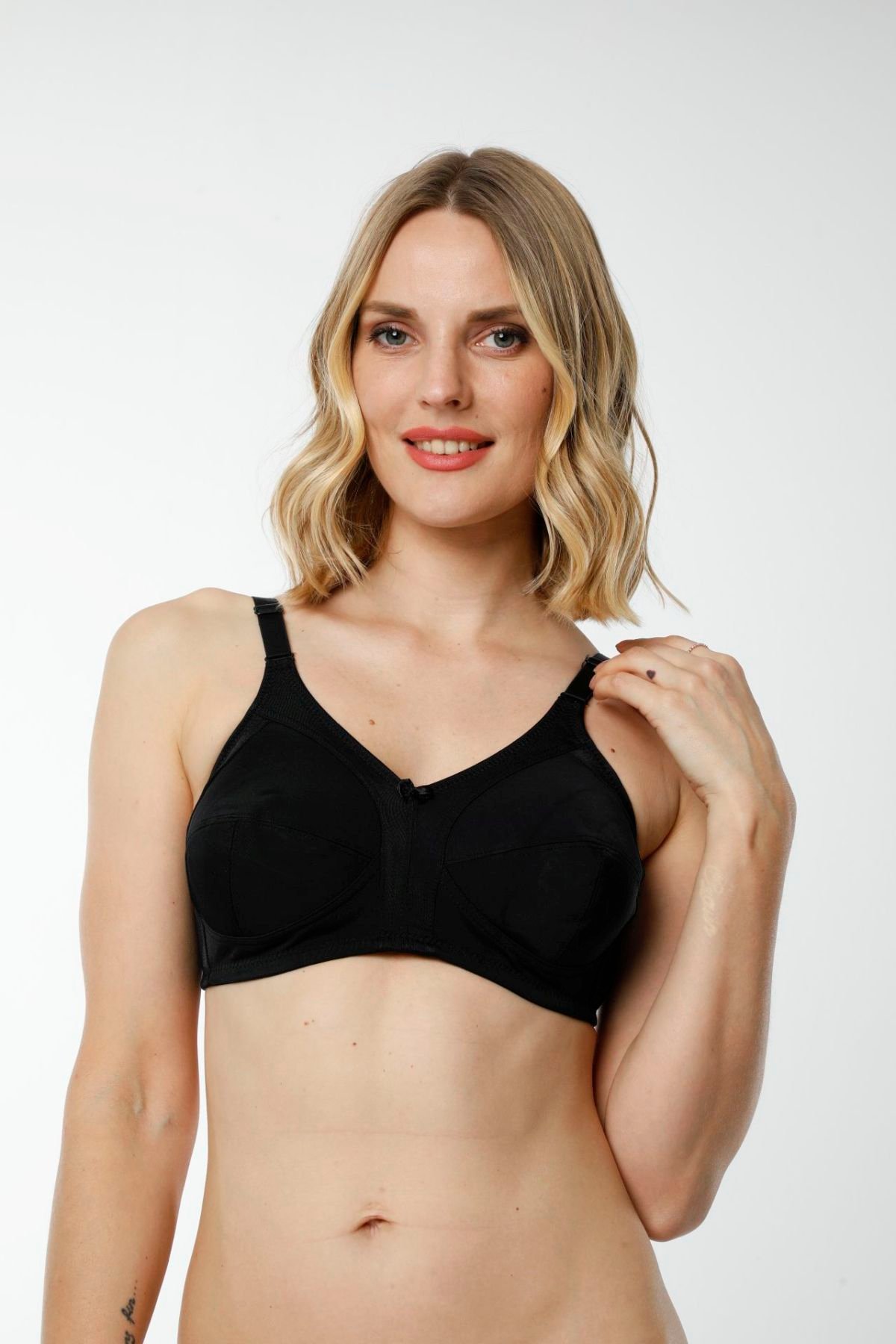 Hmd 6030 Kadın 3'lü Rahat Doku Ribana %100 Pamuk Siyah Toparlayıcı SütyenToparlayıcı SütyenlerHmd Underwear