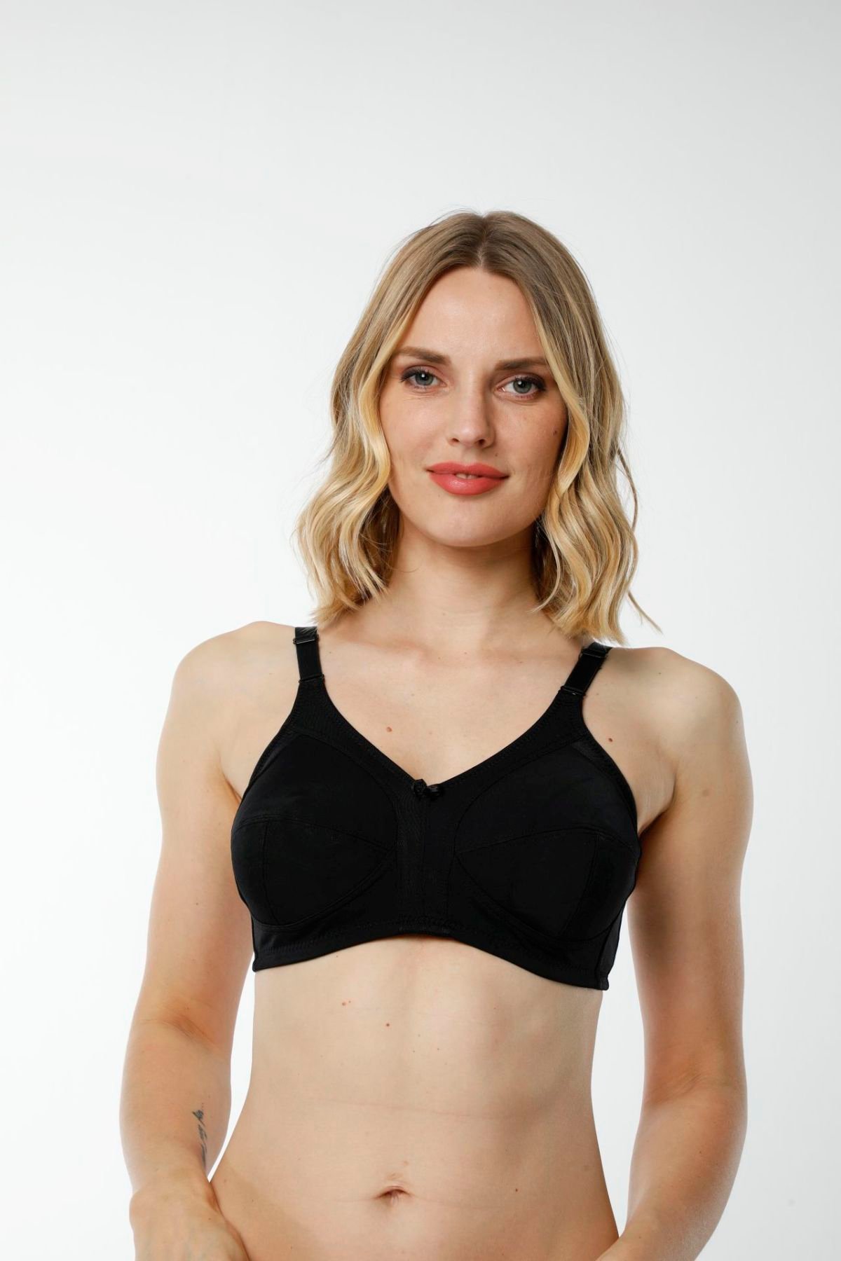 Hmd 6030 Kadın 3'lü Rahat Doku Ribana %100 Pamuk Siyah Toparlayıcı SütyenToparlayıcı SütyenlerHmd Underwear