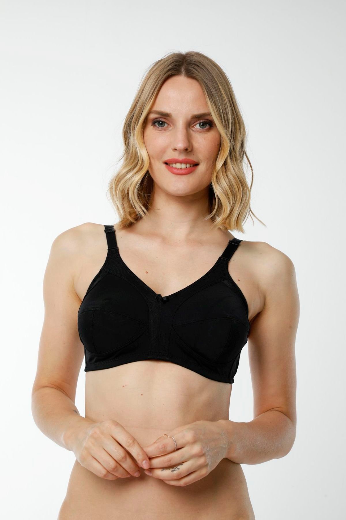 Hmd 6030 Kadın Rahat Doku Ribana %100 Pamuk Siyah Toparlayıcı SütyenToparlayıcı SütyenlerHmd Underwear