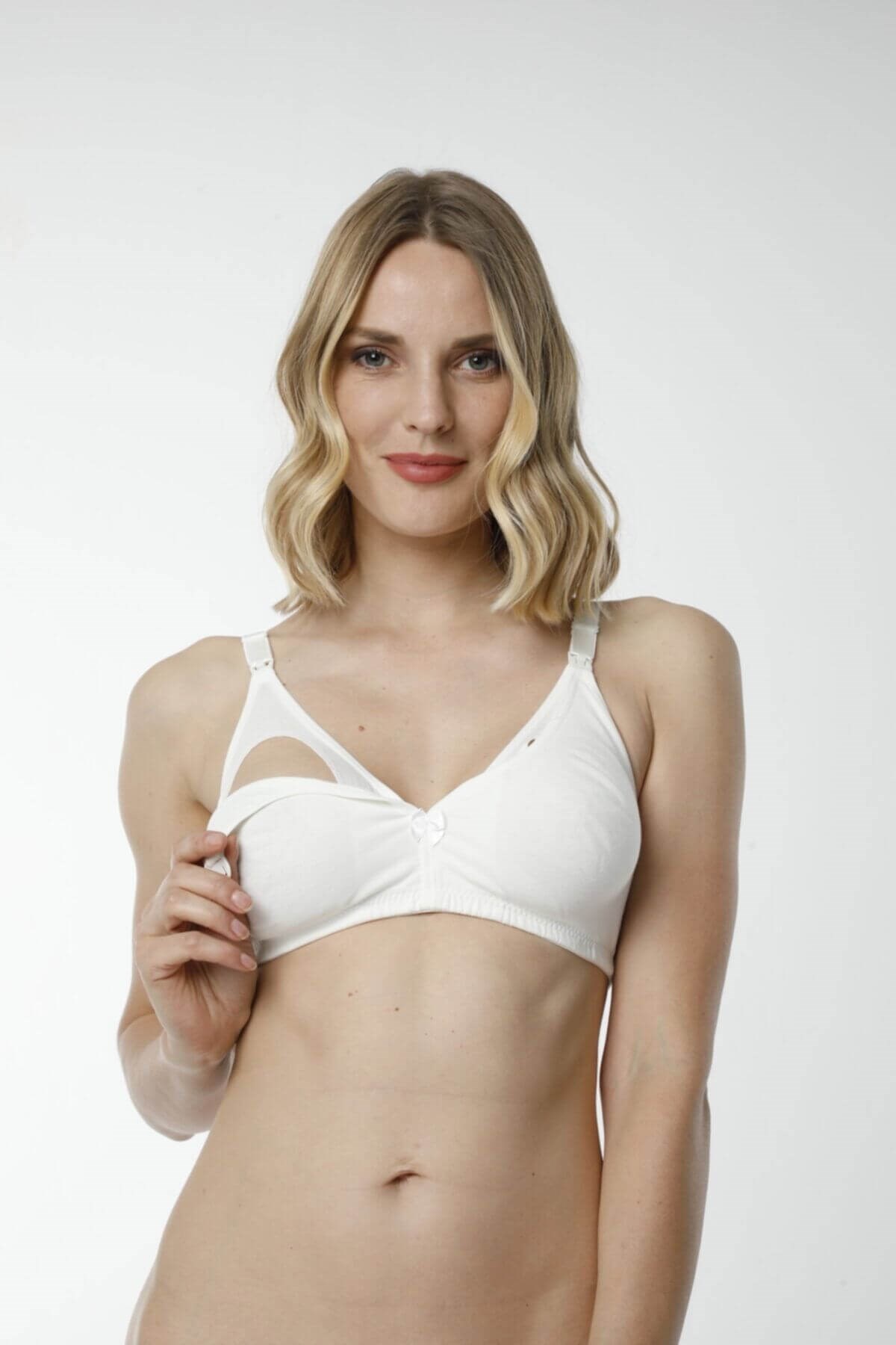 Kadın 3'lü Ekru %100 Pamuk Emzirme Sütyeni & Rahat Doku HMD6010-3Emzirme SütyeniHmd Underwear