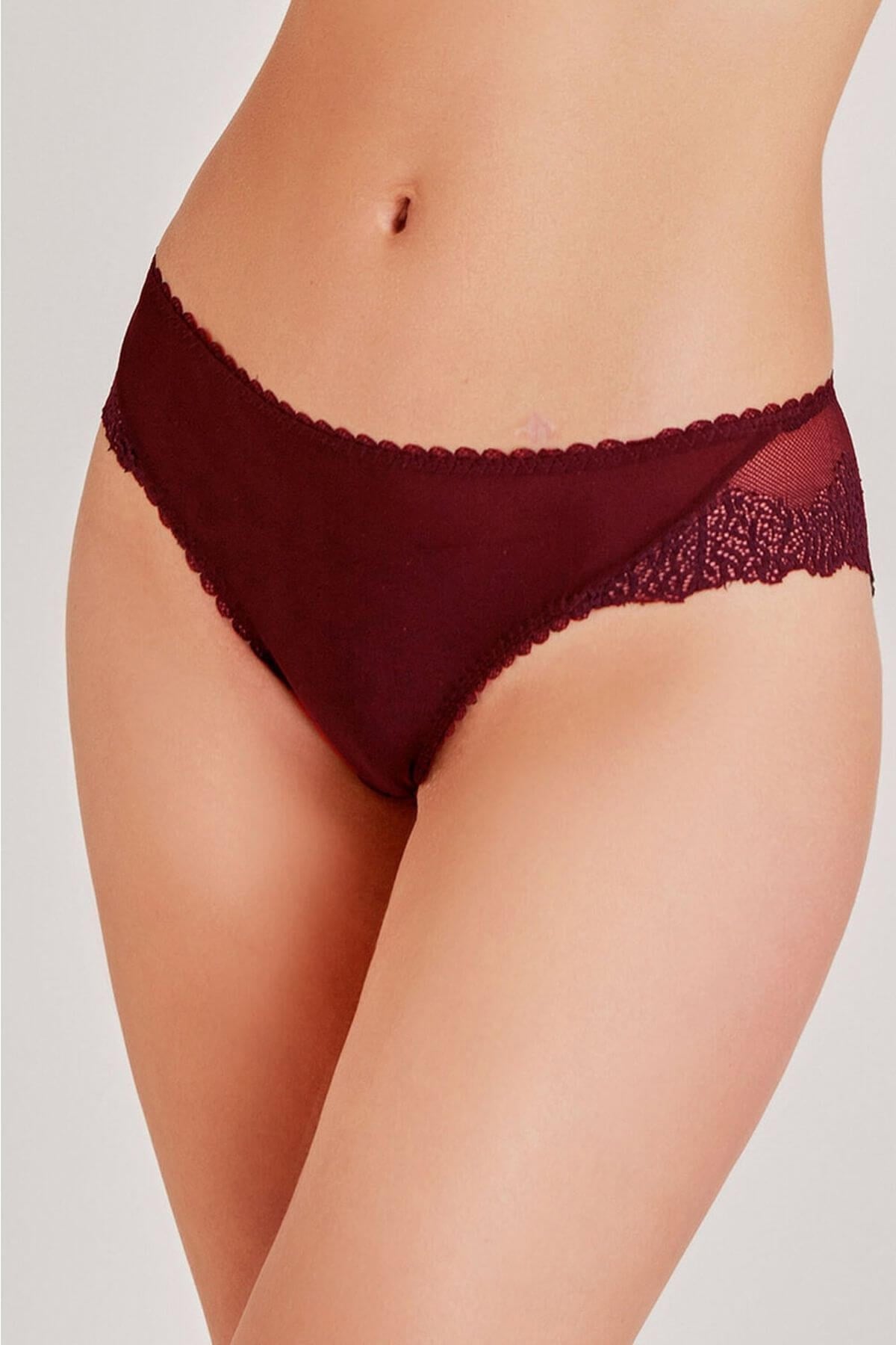 Magic Form 312 Kadın Bordo Arkası Dantelli Normal KülotSlip KülotMagic Form