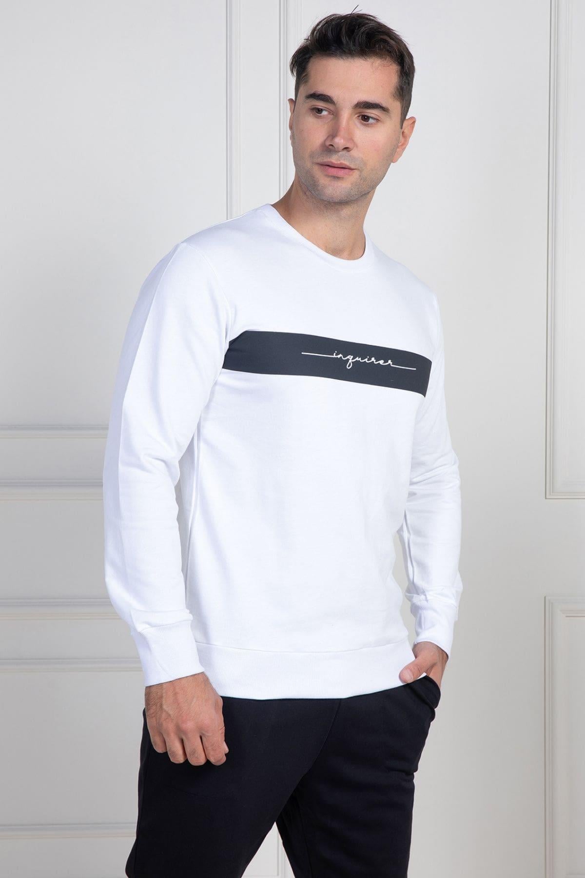 Mecit 2976 Beyaz İki İp Örme Spor Model Erkek Pijama Takımı