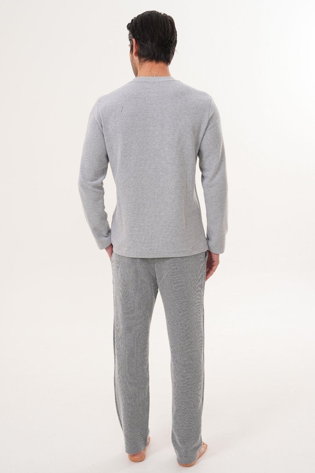 Mecit 2998 Gri Selanik Kumaş Kışlık Erkek Pijama Takımı