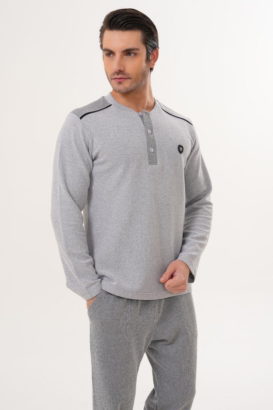 Mecit 2998 Gri Selanik Kumaş Kışlık Erkek Pijama Takımı