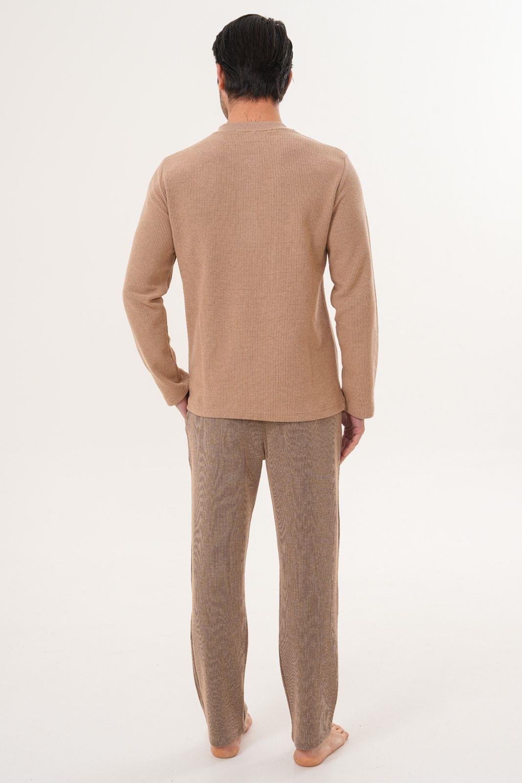 Mecit 2998 Kahve Selanik Kumaş Kışlık Erkek Pijama Takımı