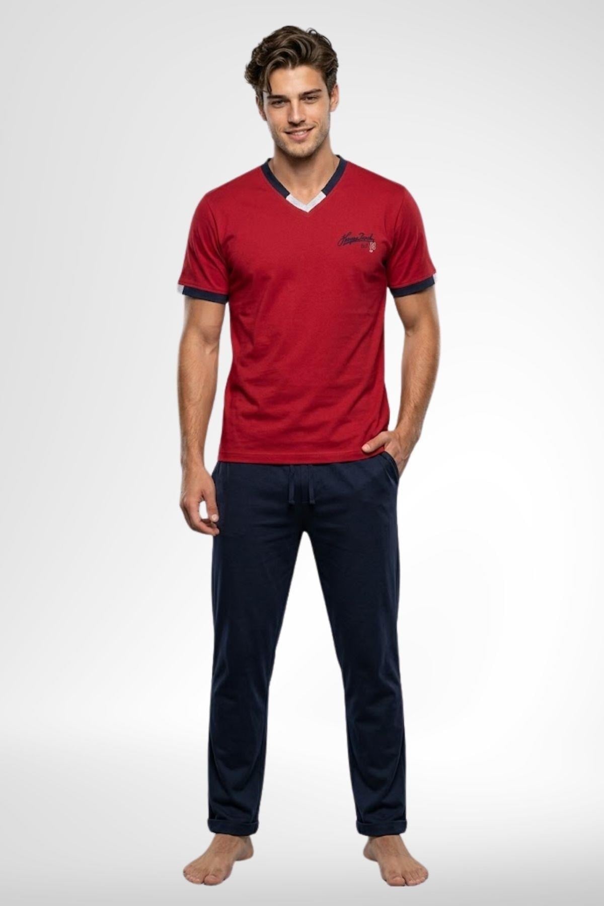 Mecit 4005 Bordo %100 Pamuk Erkek Pijama Takımı