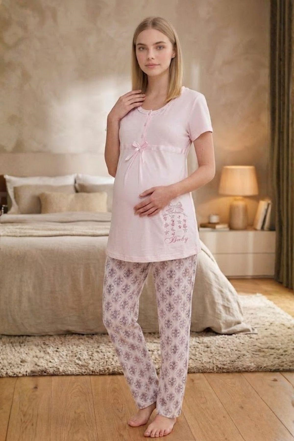 Mecit 6350 Pembe Hamile Lohusa Pijama Takımı