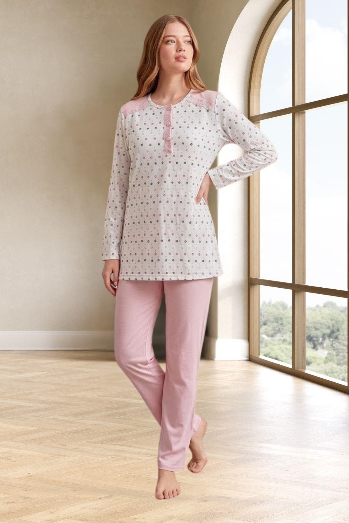 Mecit 6355 Pembe Büyük Beden Kadın Pijama Takımı