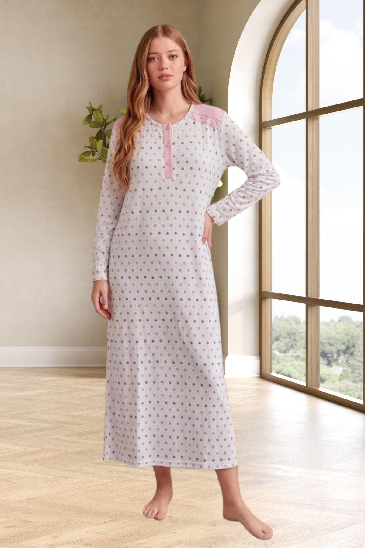 Mecit 6360 Pembe Kadın Sabahlık Pijama Gecelik Set