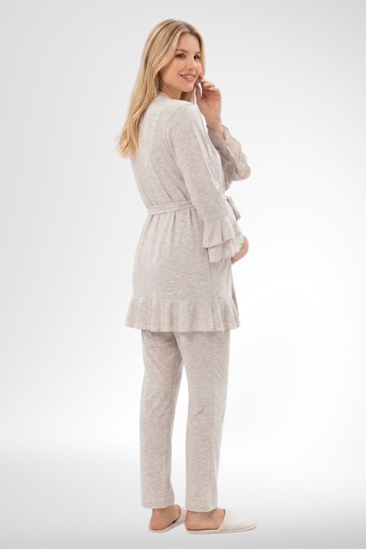 Mecit 6403 Vizon Sabahlıklı Lohusa Pijama Takımı