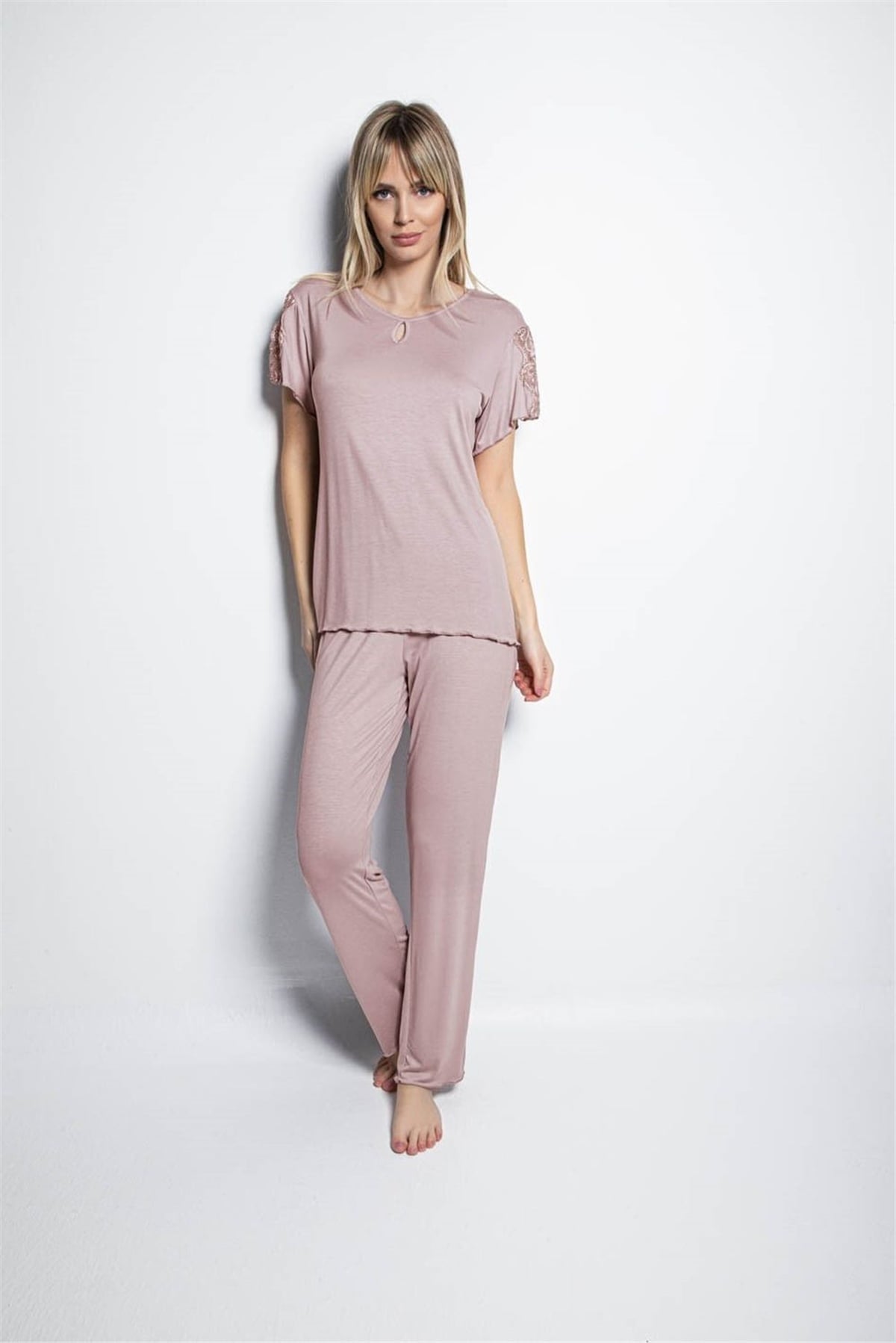 Monamise 19178 Kadın Vizon Battal Boy Pijama TakımKadın Battal Pijama TakımıMonamise
