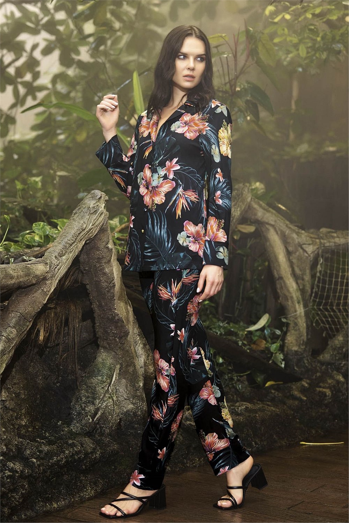 Monamise Kadın Siyah Uzun Kollu Pijama Takım 21022Kadın Pijama TakımıMonamise