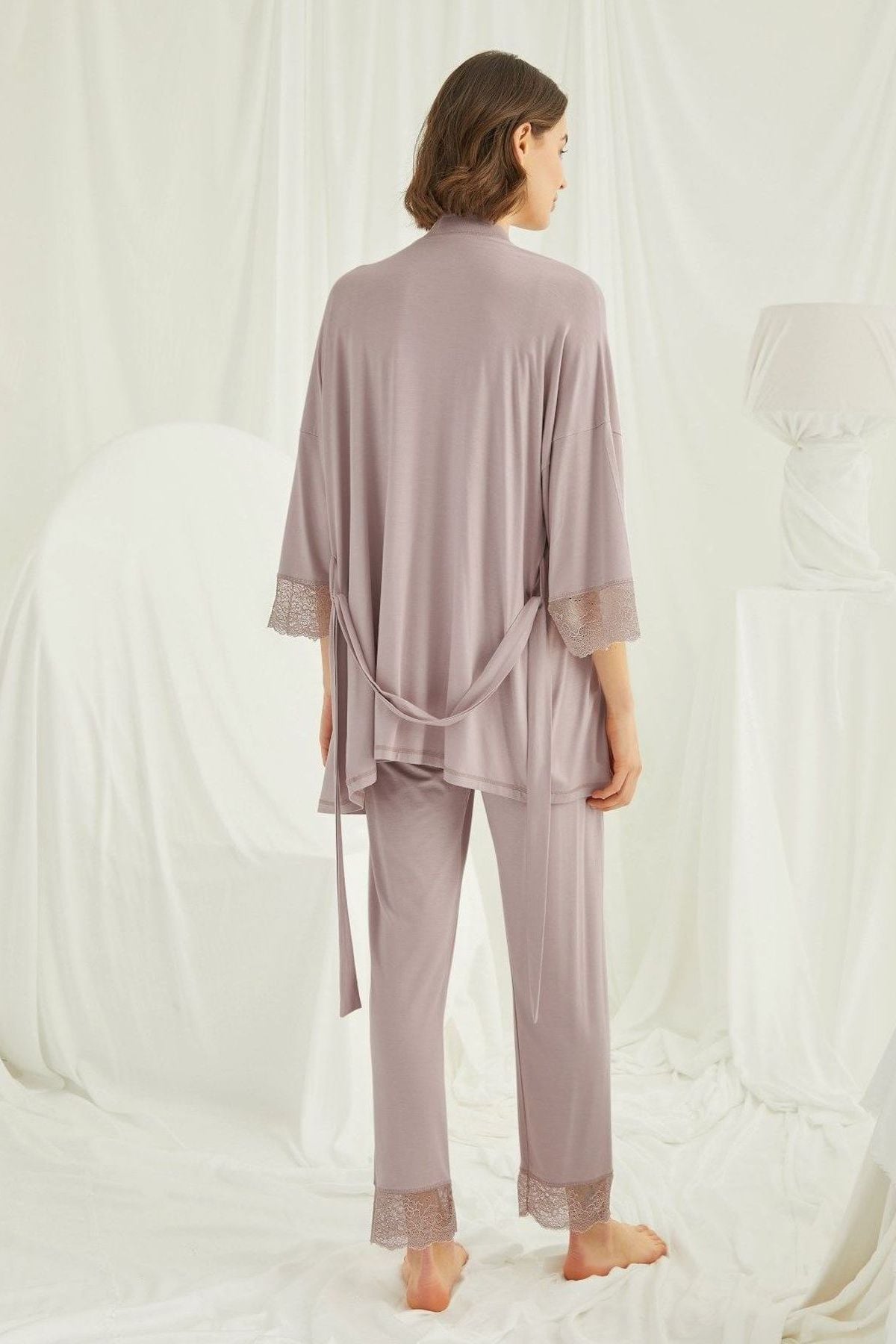 Monamise Kadın Vizon Hamile Lohusa Sabahlıklı Pijama Takım 18431Sabahlıklı Lohusa Pijama TakımlarıMonamise
