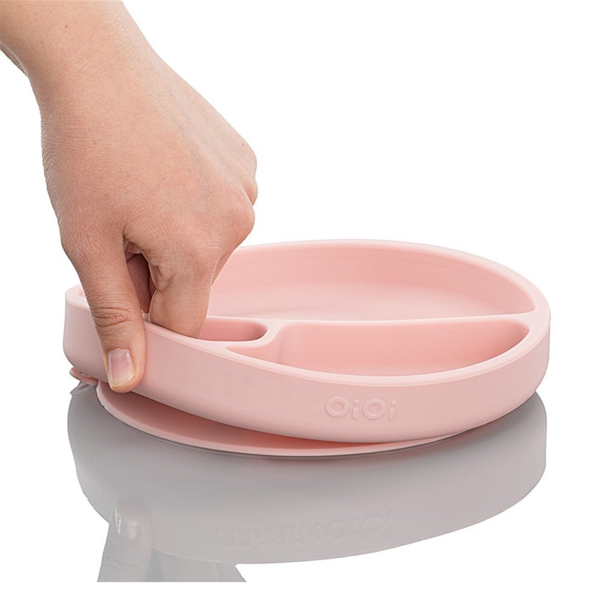 OİOİ Porsiyon Vakum Tabanlı Silikon Tabak Pembe