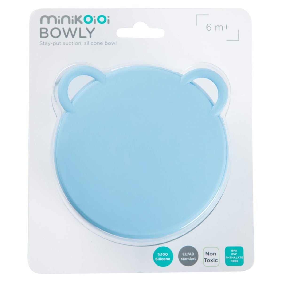 OİOİ Vakumlu Kapaklı Slikon Kase Mavi