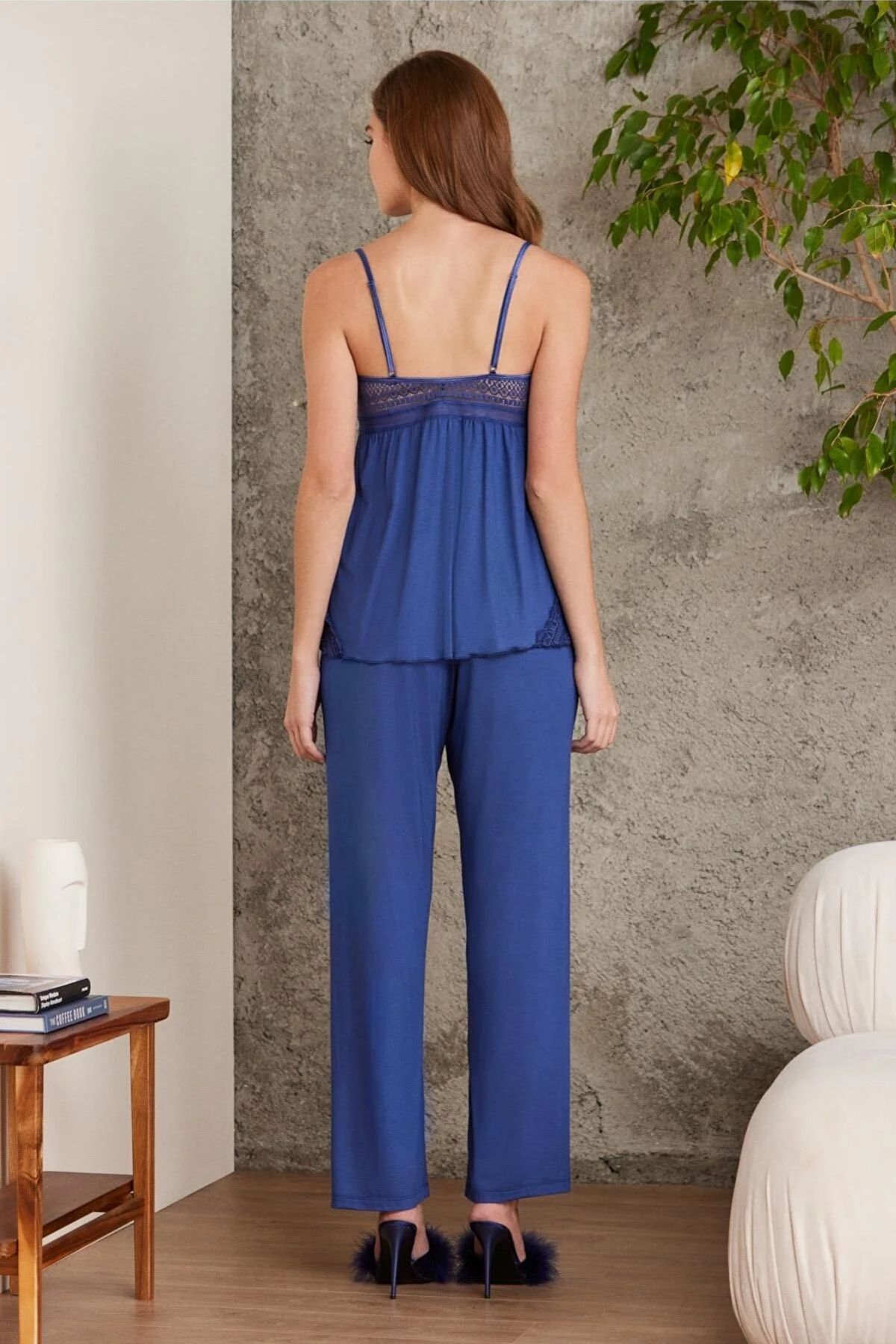 Pierre Cardin 2820 Lacivert Dantelli Penye 3'lü Kadın Şortlu Pijama TakımıKadın Sabahlıklı Pijama TakımıPierre Cardin