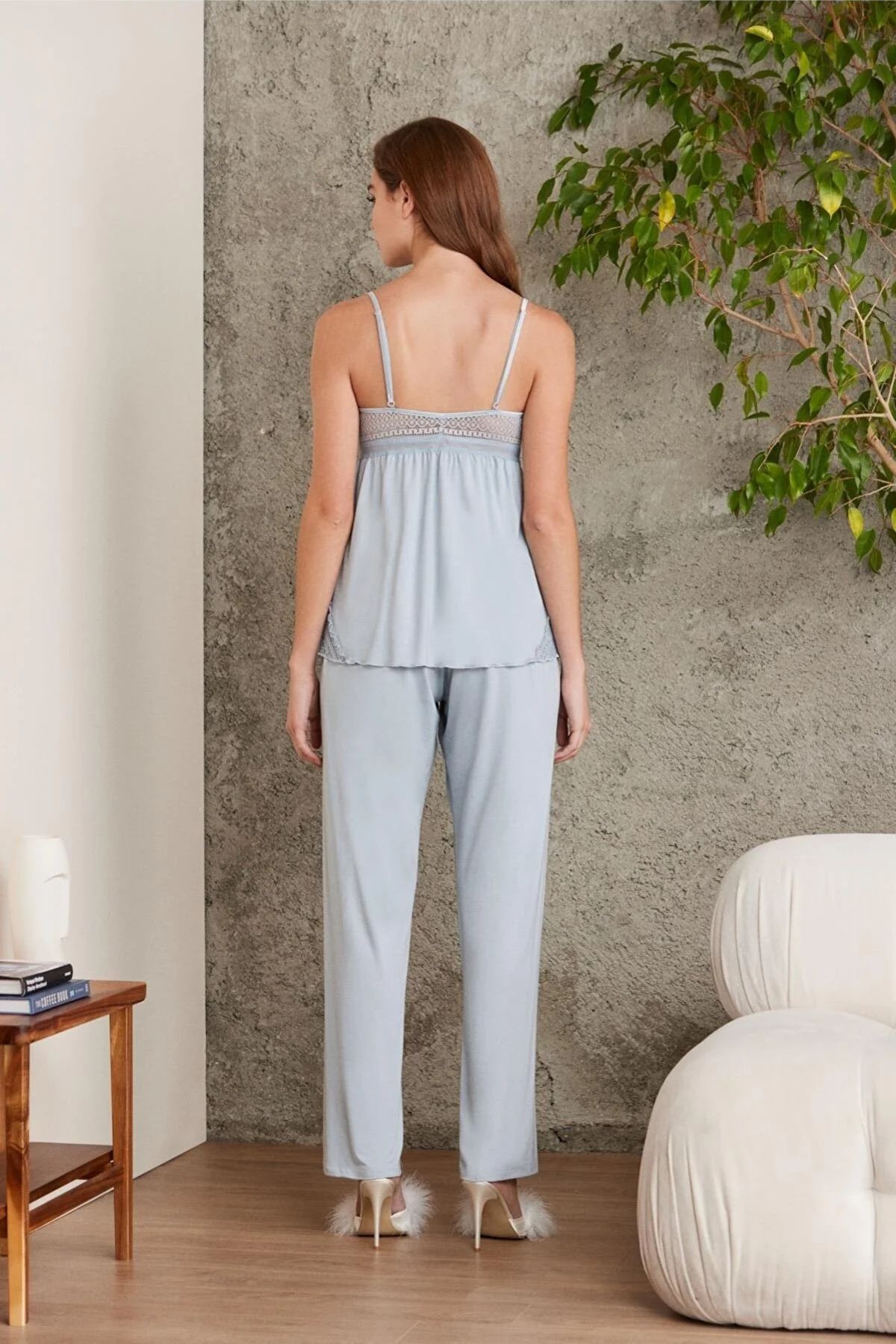 Pierre Cardin 2820 Mist Dantelli Penye 3'lü Kadın Şortlu Pijama TakımıKadın Sabahlıklı Pijama TakımıPierre Cardin