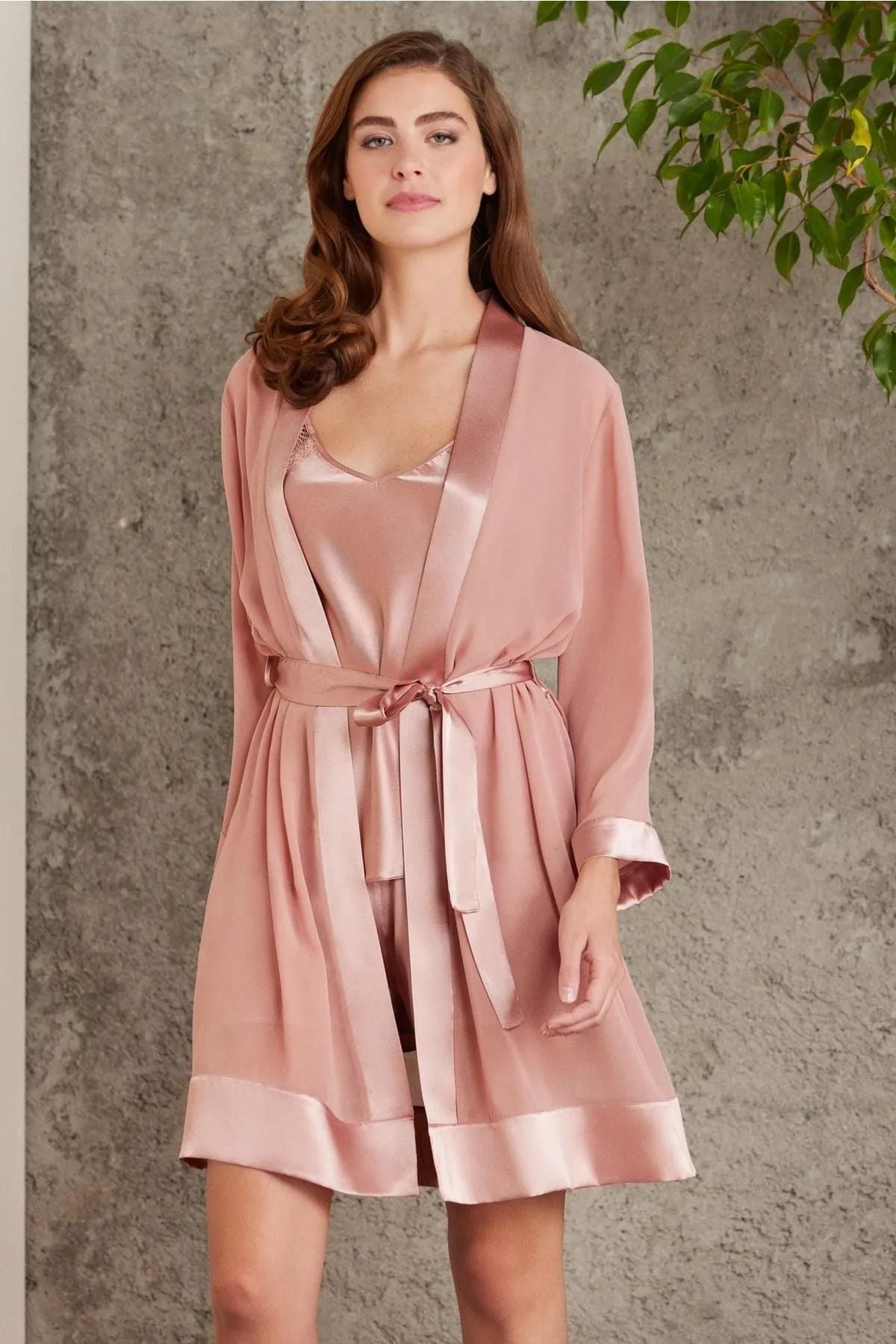 Pierre Cardin 7085 Kadın Brandy Gelin Çeyiz Seti 4'lü Saten Sabahlık Gecelik Şortlu TakımSetlerPierre Cardin