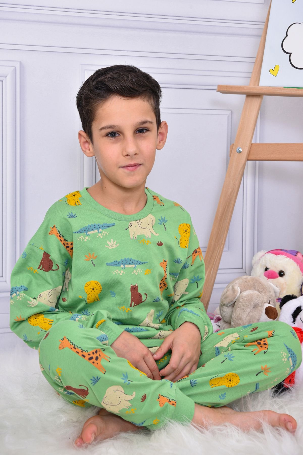 Pikidor 421 Erkek Çocuk Yeşil Suprem Empirme Uzun Kollu Pijama TakımErkek Çocuk PijamaPikidor