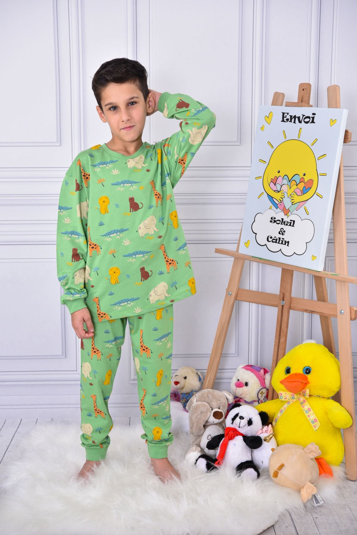 Pikidor 421 Erkek Çocuk Yeşil Suprem Empirme Uzun Kollu Pijama TakımErkek Çocuk PijamaPikidor