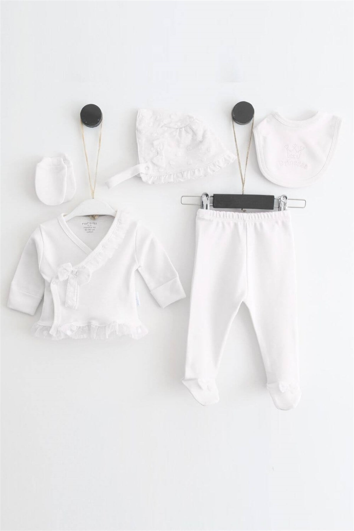 Pugi Baby 3562 Kız Bebek Krem Güpürlü SetKız Bebek 5'li SetPugi Baby