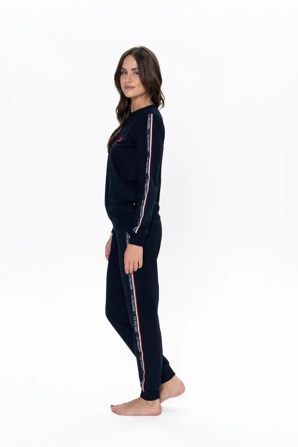 U.S. Polo Assn. 20113 Kadın Lacıvert Uzun Kollu Yuvarlak Yaka Pijama TakımıKadın Pijama TakımıU.S. Polo Assn.