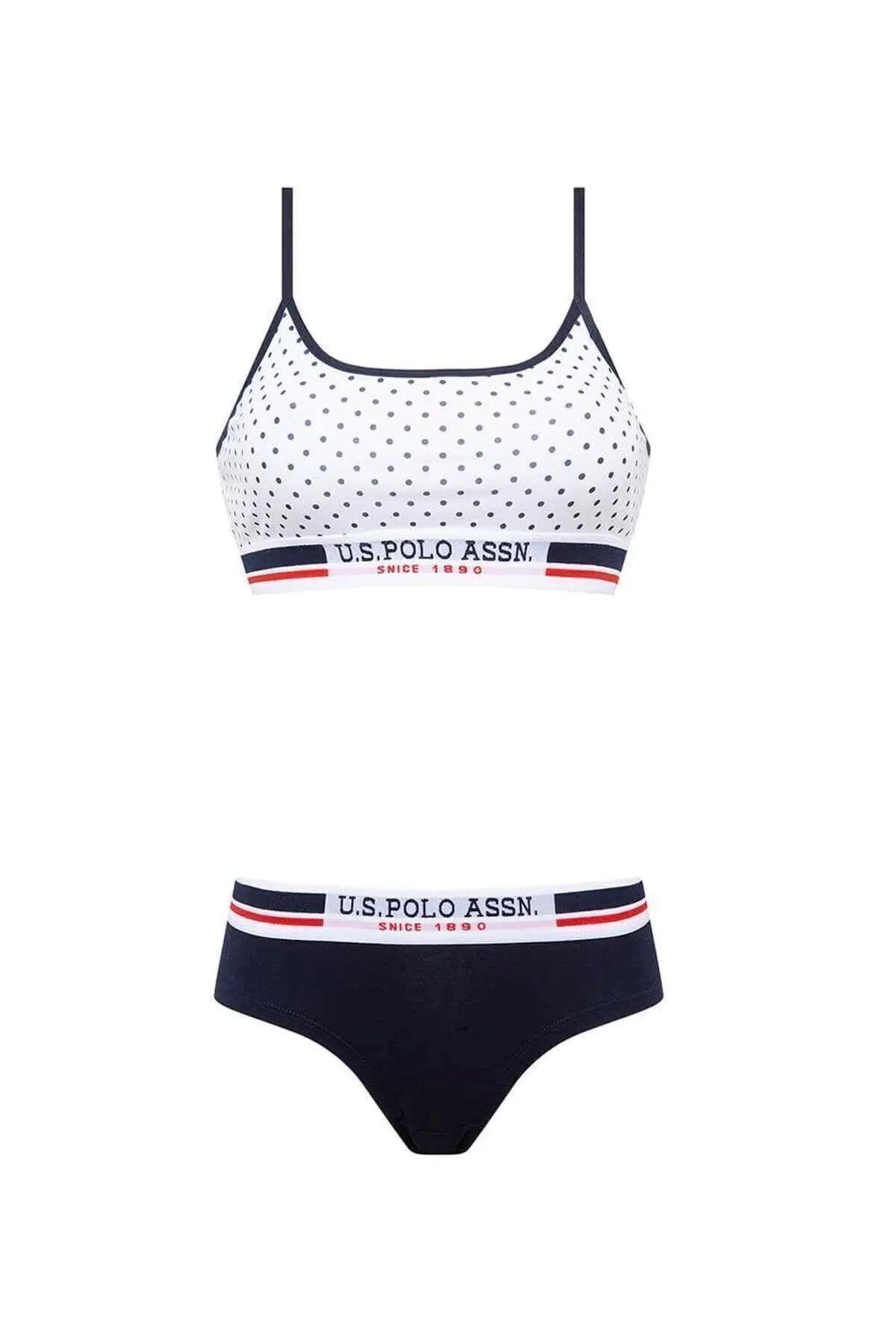 U.S. Polo Assn. 66252 Kadın Beyaz Puanlı Puanlı Büstiyer Şort TakımBüstiyerU.S. Polo Assn.