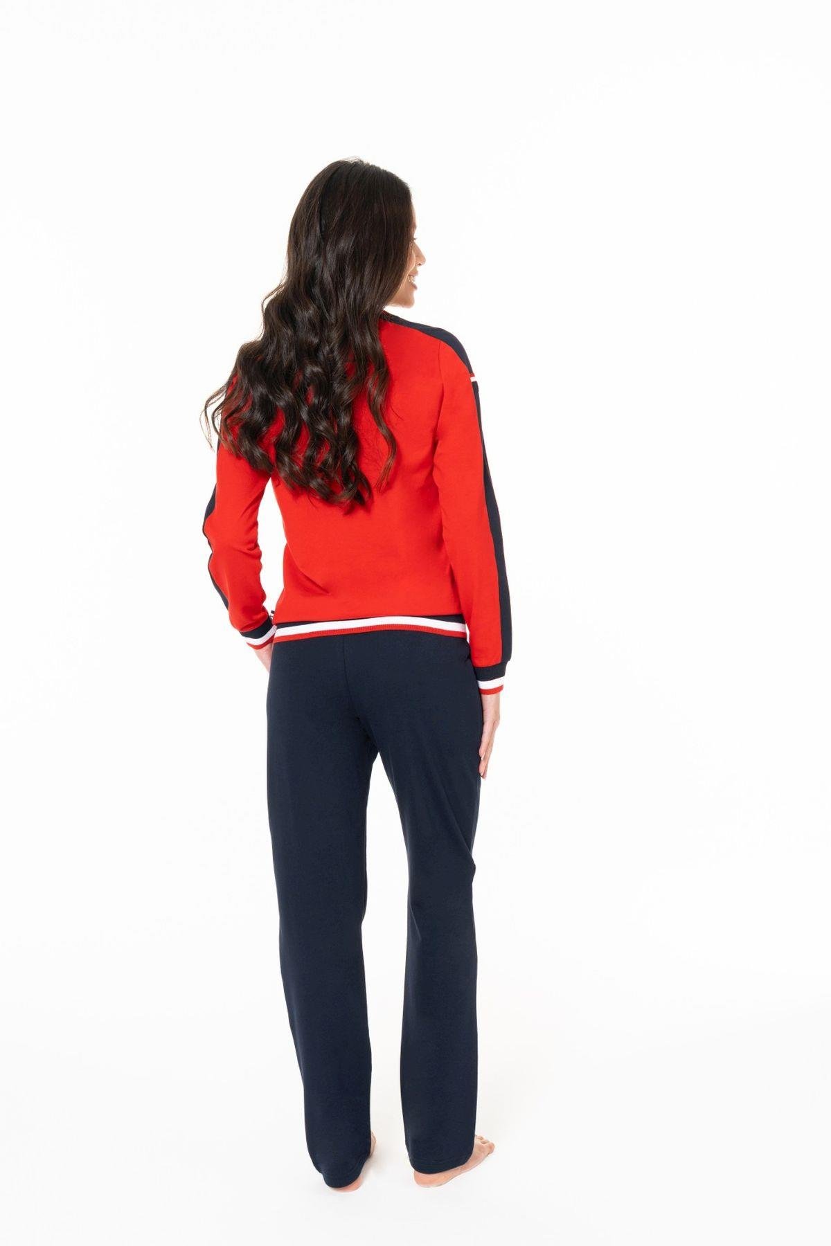 U.S. Polo Assn. 20116B Kadın Kırmızı Yuvarlak Yaka Uzun Kollu Pijama TakımıKadın Pijama TakımıU.S. Polo Assn.