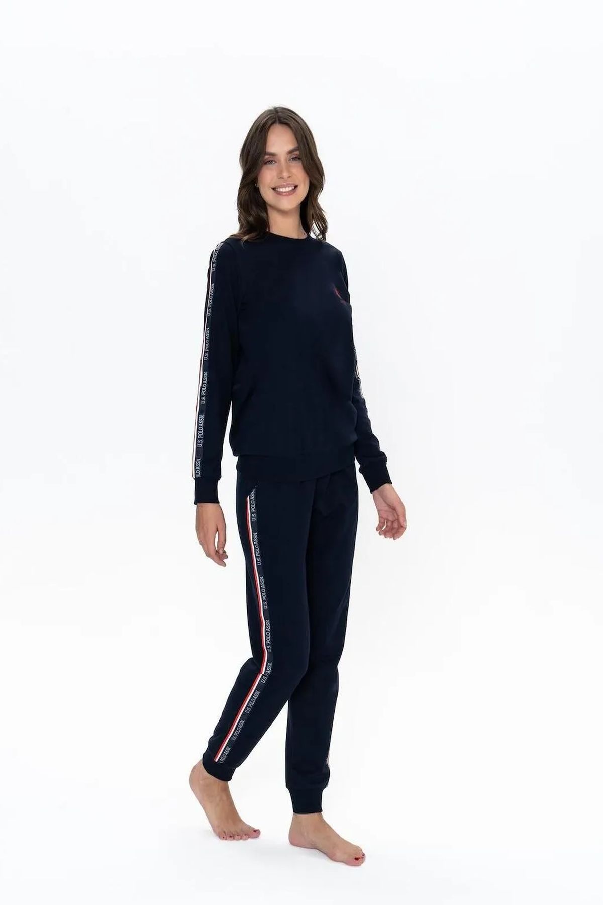 U.S. Polo Assn. 20113 Kadın Lacıvert Uzun Kollu Yuvarlak Yaka Pijama TakımıKadın Pijama TakımıU.S. Polo Assn.