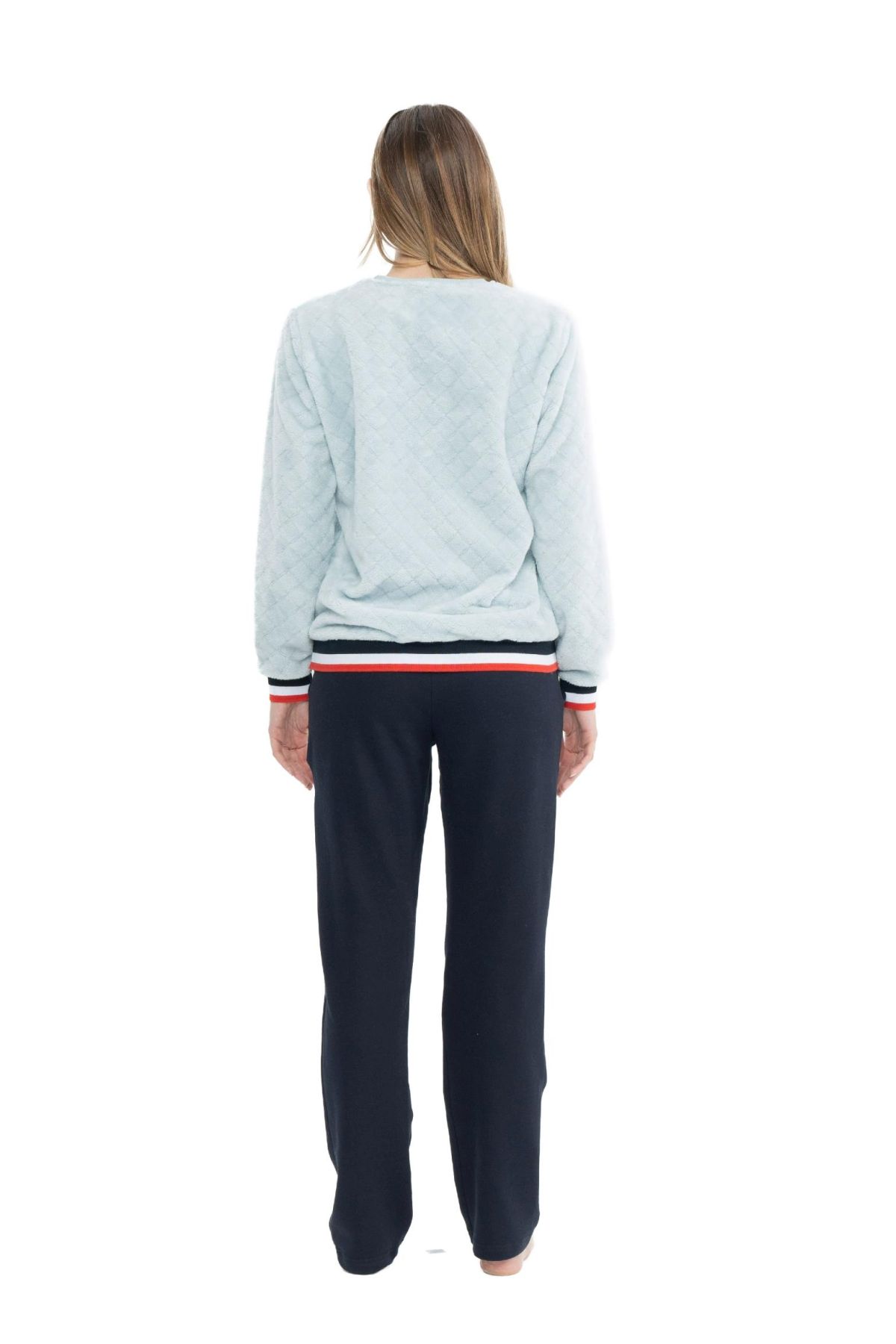U.S. Polo Assn. 17079 Kadın Mavi Uzun Kollu Yuvarlak Yaka Pijama TakımKadın Pijama TakımıU.S. Polo Assn.