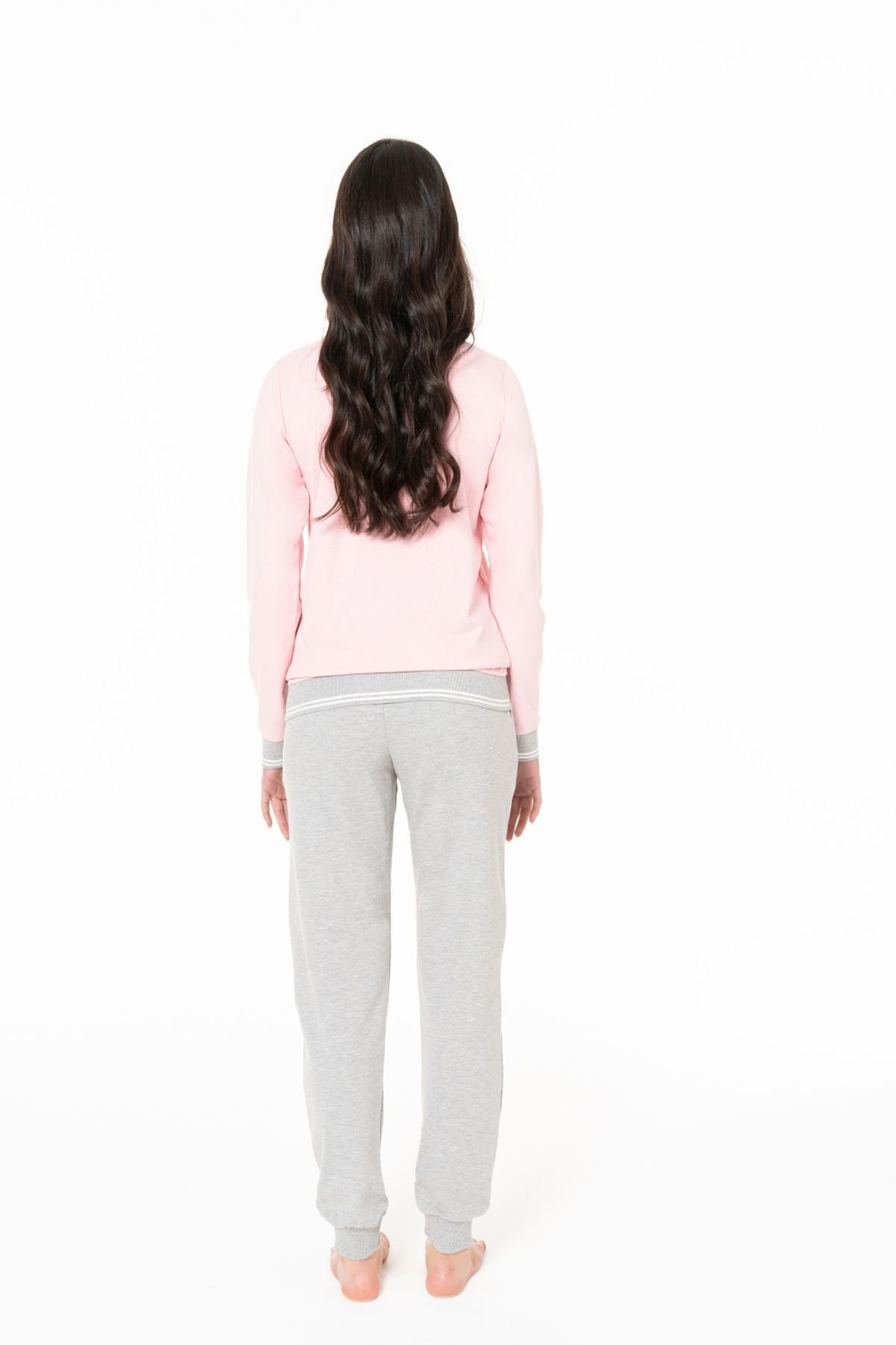 U.S. Polo Assn. 20117 Kadın Pembe Yuvarlak Yaka Uzun Kollu Pijama TakımıKadın Pijama TakımıU.S. Polo Assn.