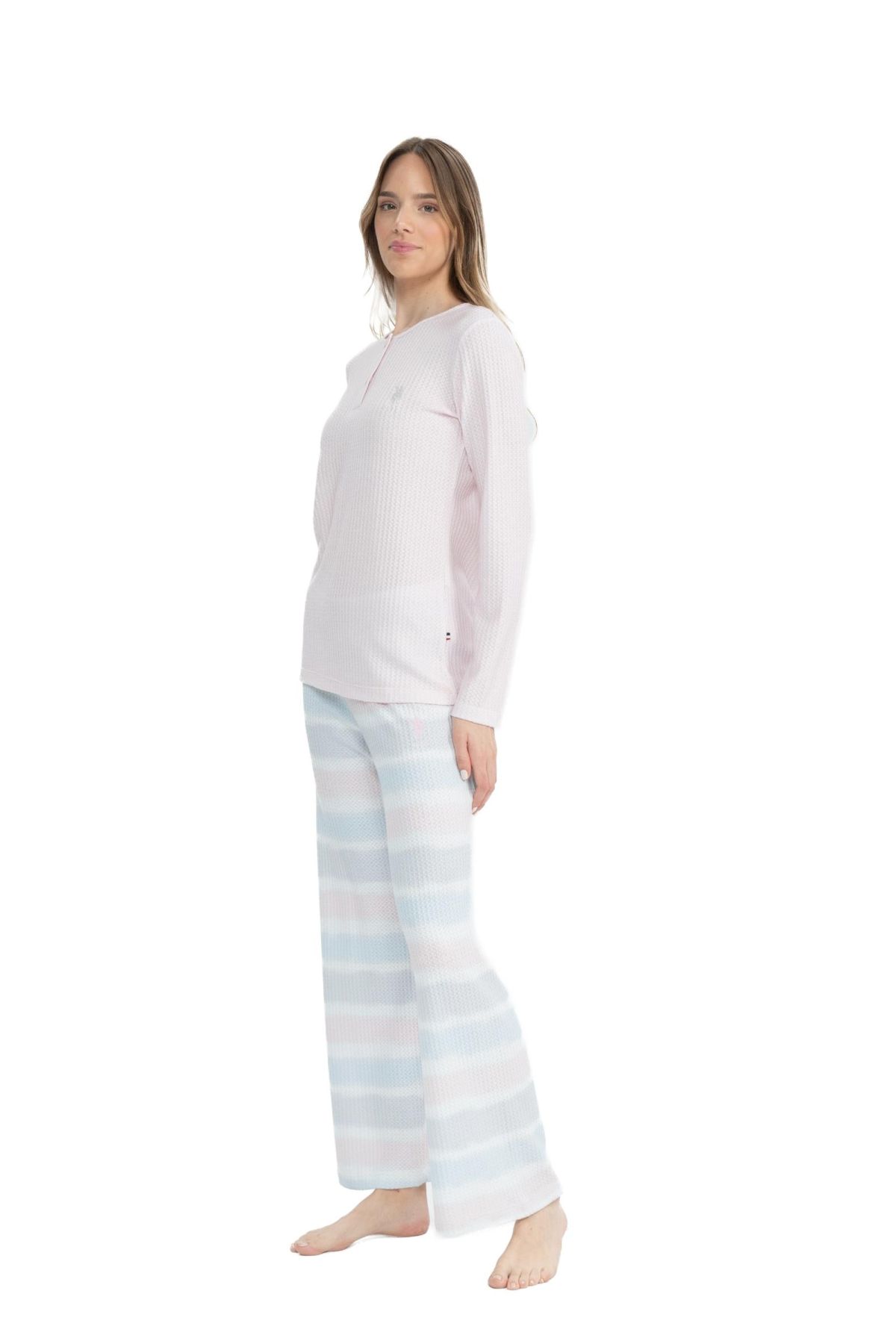 U.S. Polo Assn. 17096 Kadın Pembe Uzun Kollu Patlı Pijama TakımKadın Pijama TakımıU.S. Polo Assn.