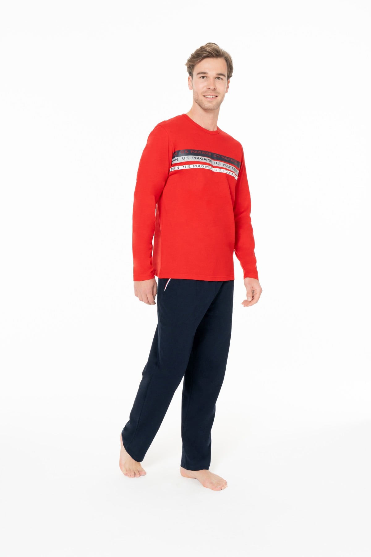 U.S. Polo Assn. 18947 Erkek Kırmızı Yuvarlak Yaka Uzun Kollu Pijama TakımıPijama TakımıU.S. Polo Assn.