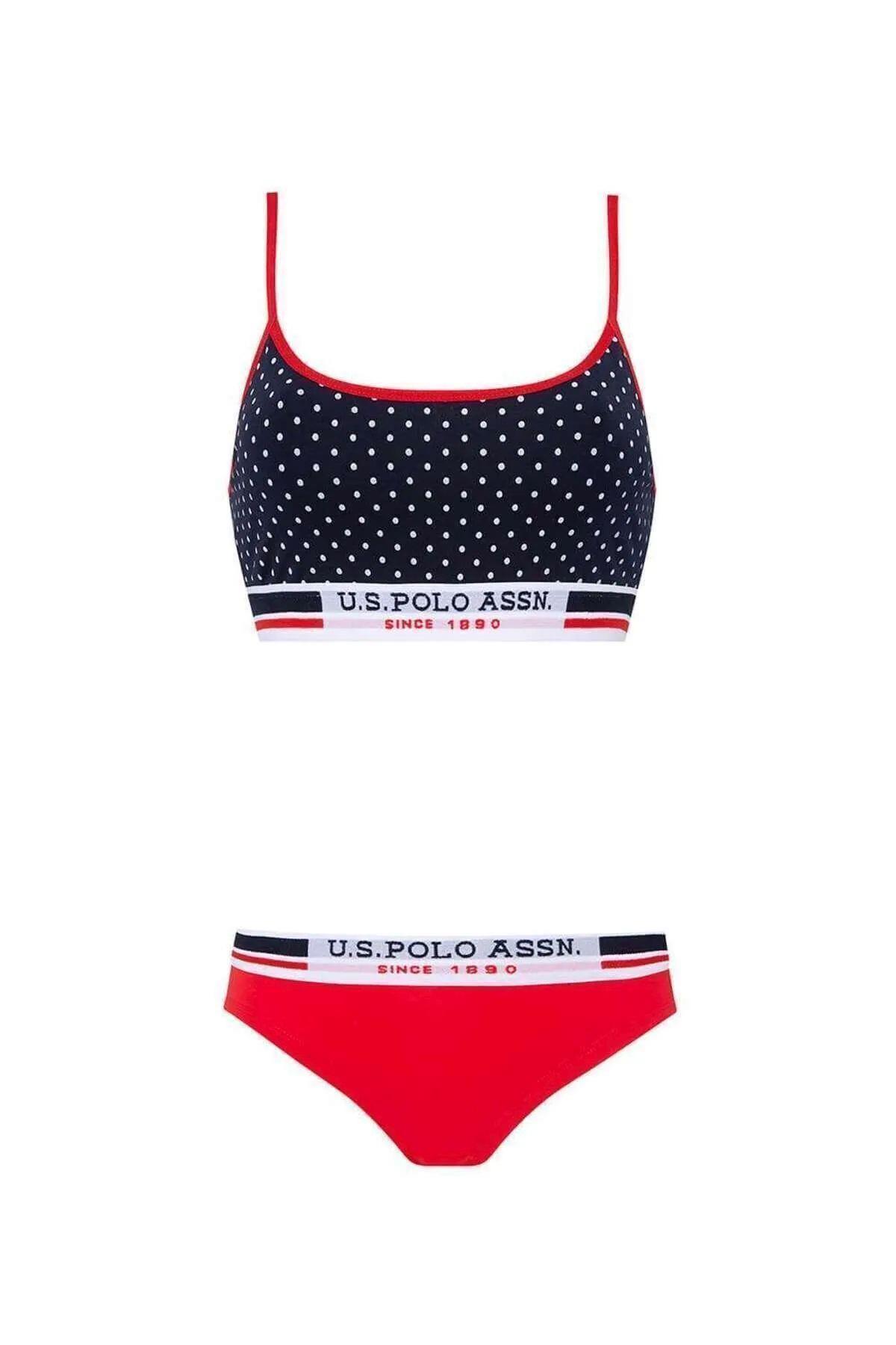 U.S. Polo Assn. 66252 Kadın Lacivert Puanlı Puanlı Büstiyer Şort TakımBüstiyerU.S. Polo Assn.