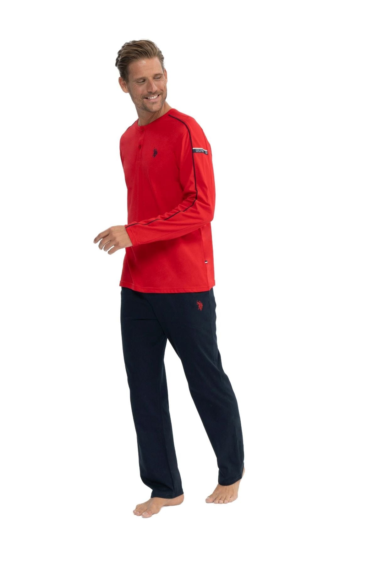 U.S. Polo Assn. 18836 Erkek Kırmızı Uzun Kollu Patlı Penye Süprem Pijama TakımKadın Pijama TakımıU.S. Polo Assn.