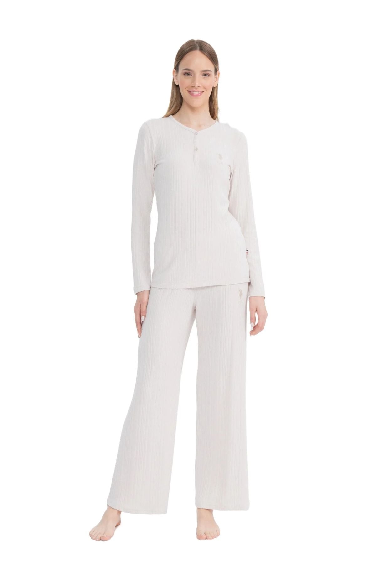 U.S. Polo Assn. 17129 Kadın Bej Uzun Kollu Patlı Pijama TakımKadın Pijama TakımıU.S. Polo Assn.