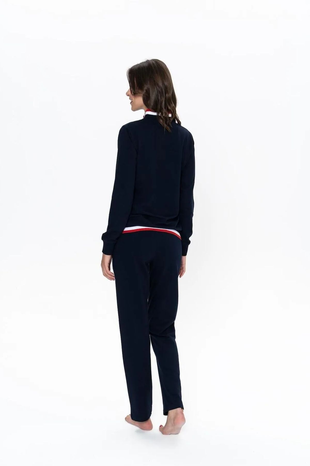 U.S. Polo Assn. 20112 Kadın Lacıvert Uzun Kollu Dik Yaka Pijama TakımıKadın Pijama TakımıU.S. Polo Assn.