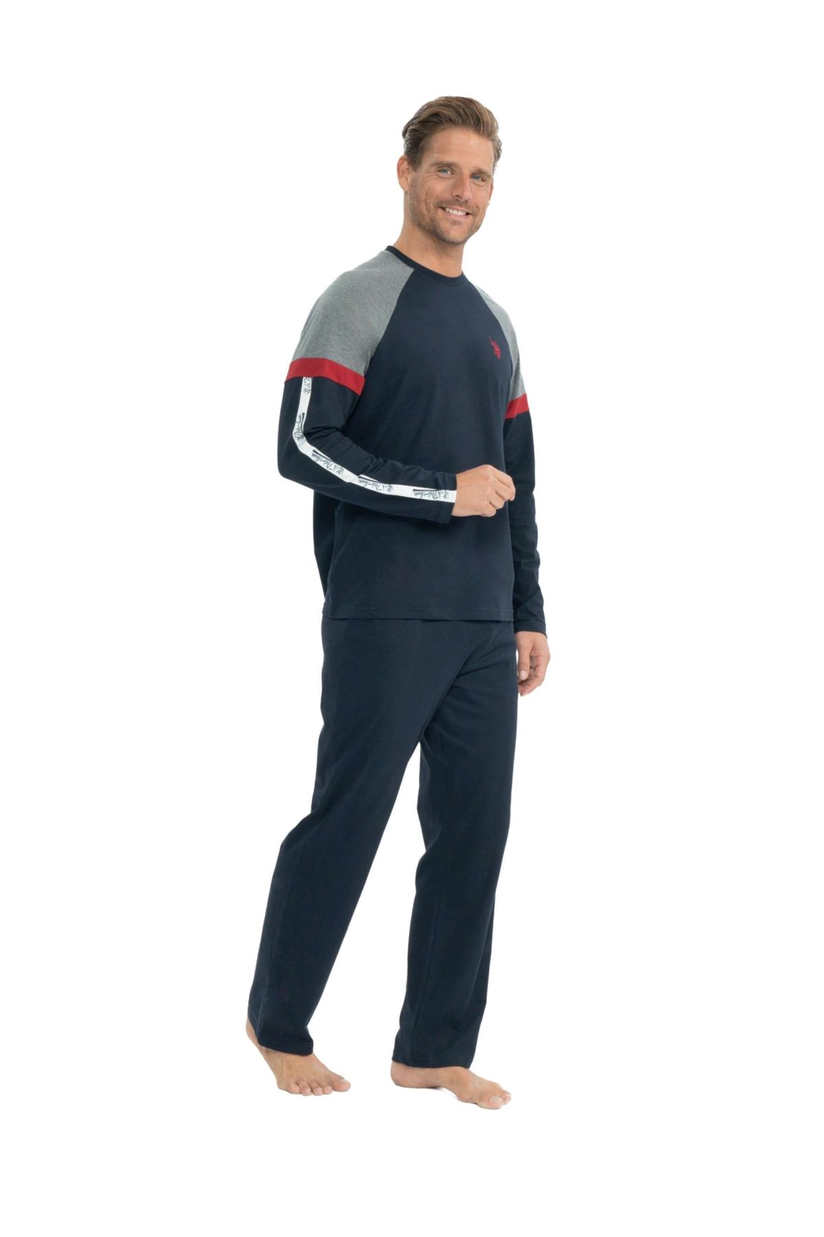 U.S. Polo Assn. 18831 Erkek Lacivert Uzun Kollu Yuvarlak Yaka Penye Süprem Pijama TakımKadın Pijama TakımıU.S. Polo Assn.