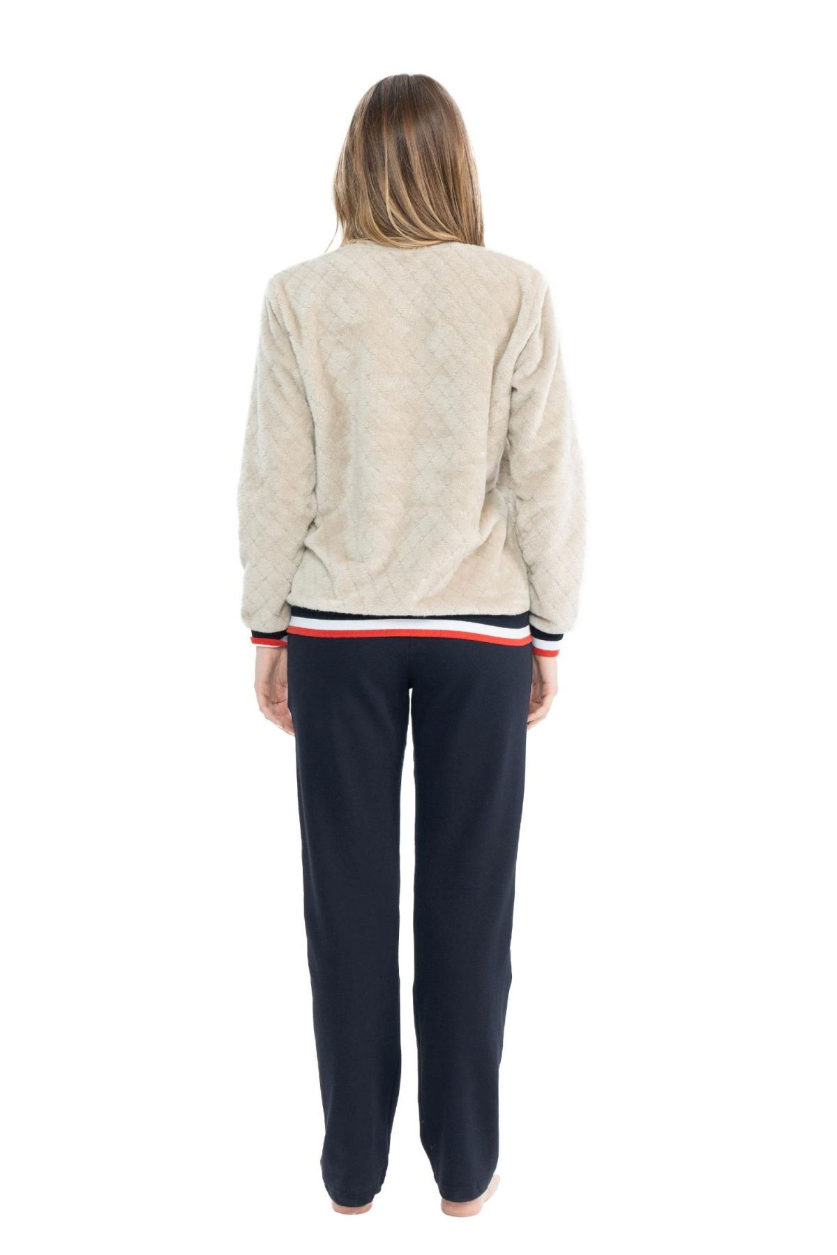 U.S. Polo Assn. 17079 Kadın Bej Uzun Kollu Yuvarlak Yaka Pijama TakımKadın Pijama TakımıU.S. Polo Assn.