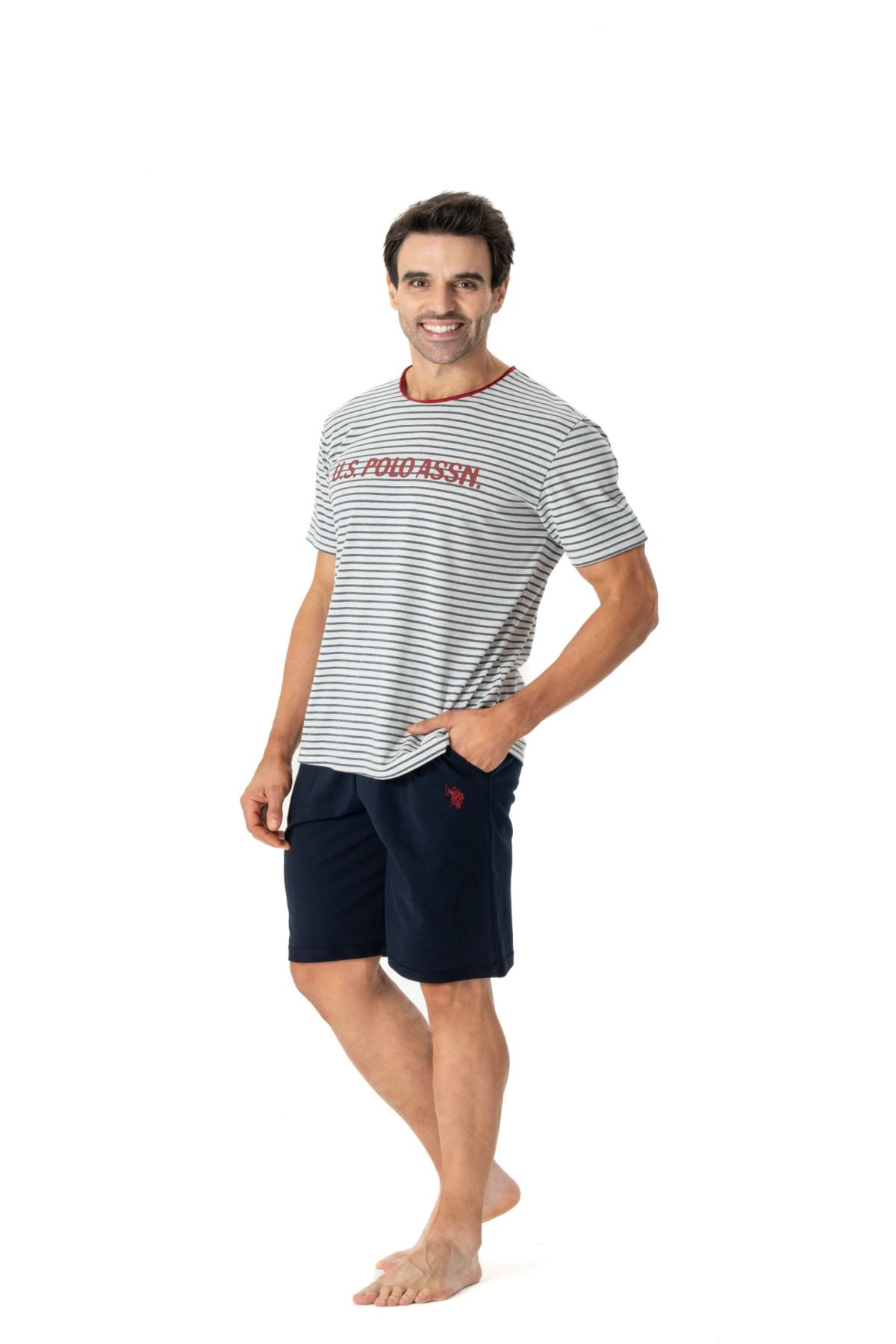 U.S. Polo Assn. 18773 Erkek Lacivert Yuvarlak Yaka Kısa Kollu Şort TakımıŞort TakımıU.S. Polo Assn.