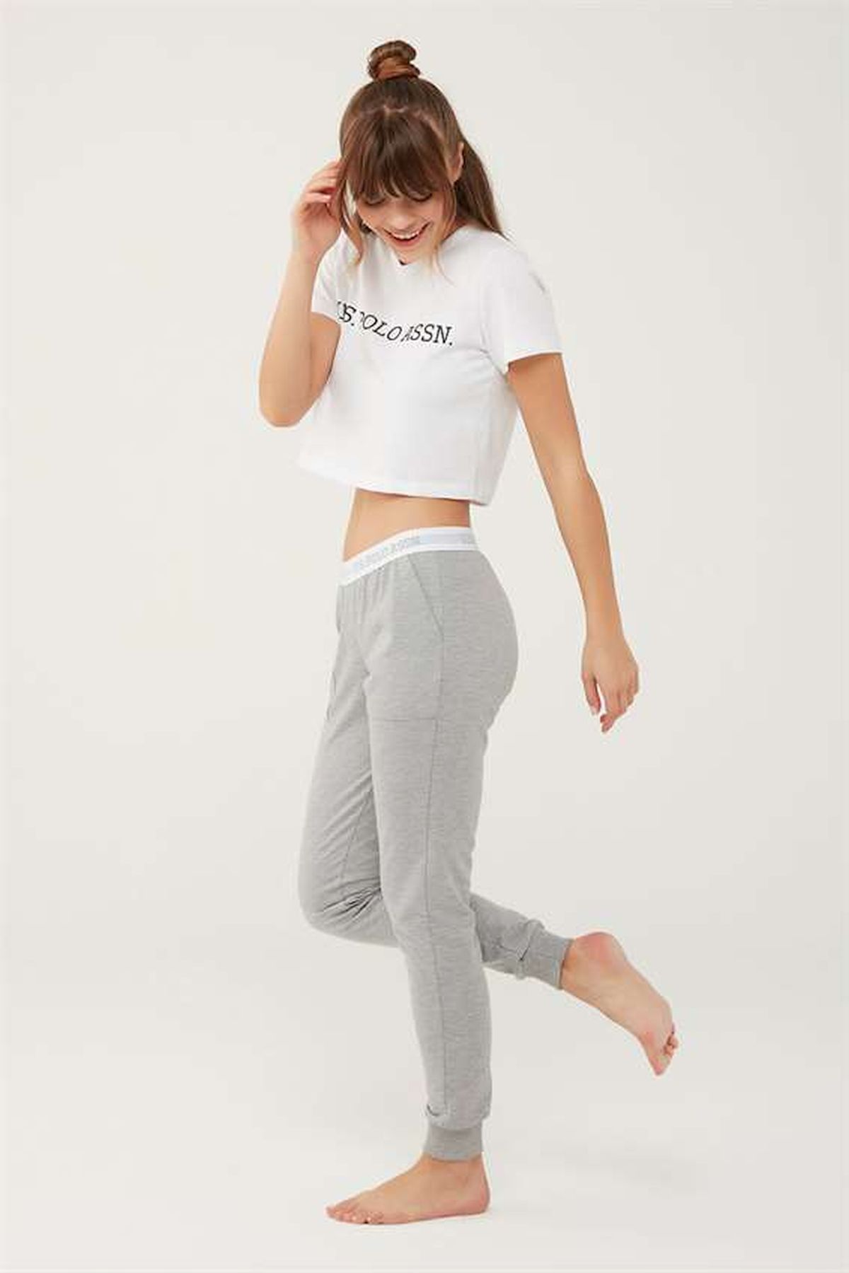 U.S. Polo Assn. 16602 Kadın Gri Melanj Pijama AltıKadın Pijama AltıU.S. Polo Assn.
