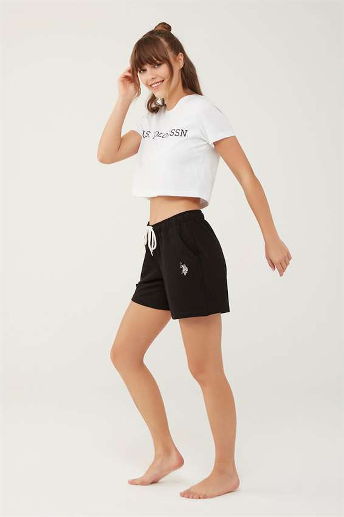 U.S. Polo Assn. 16604 Kadın Siyah ŞortKadın Pijama AltıU.S. Polo Assn.