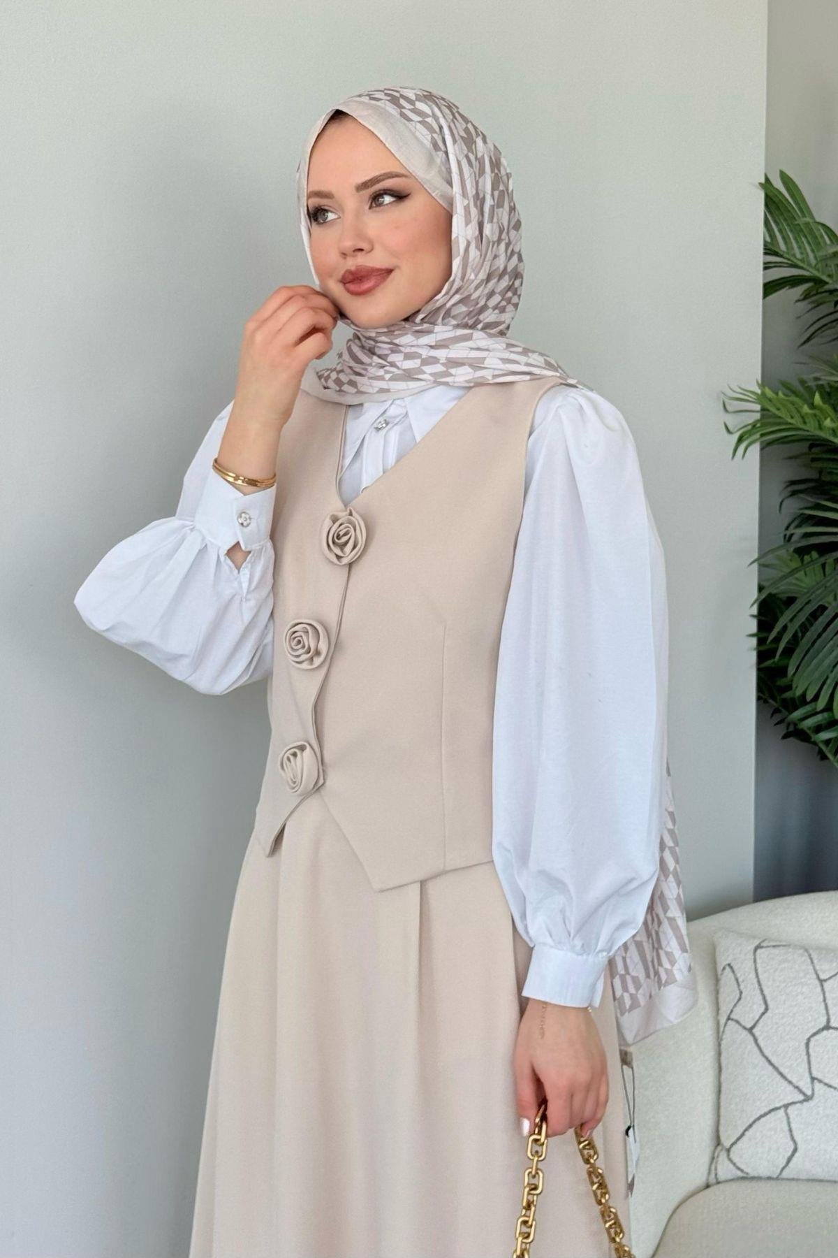  Venedik Etekli Takım Bej, Fiyatları  Venedik Etekli Takım Bej- Haza Moda 