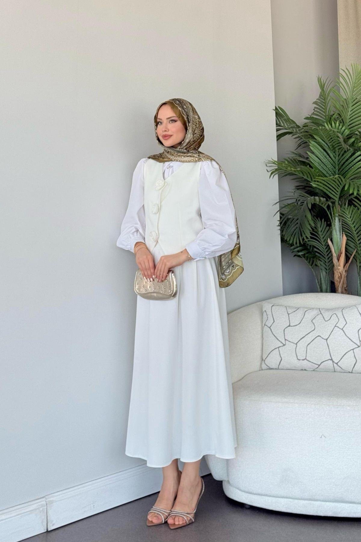  Venedik Etekli Takım Beyaz, Fiyatları  Venedik Etekli Takım Beyaz- Haza Moda 