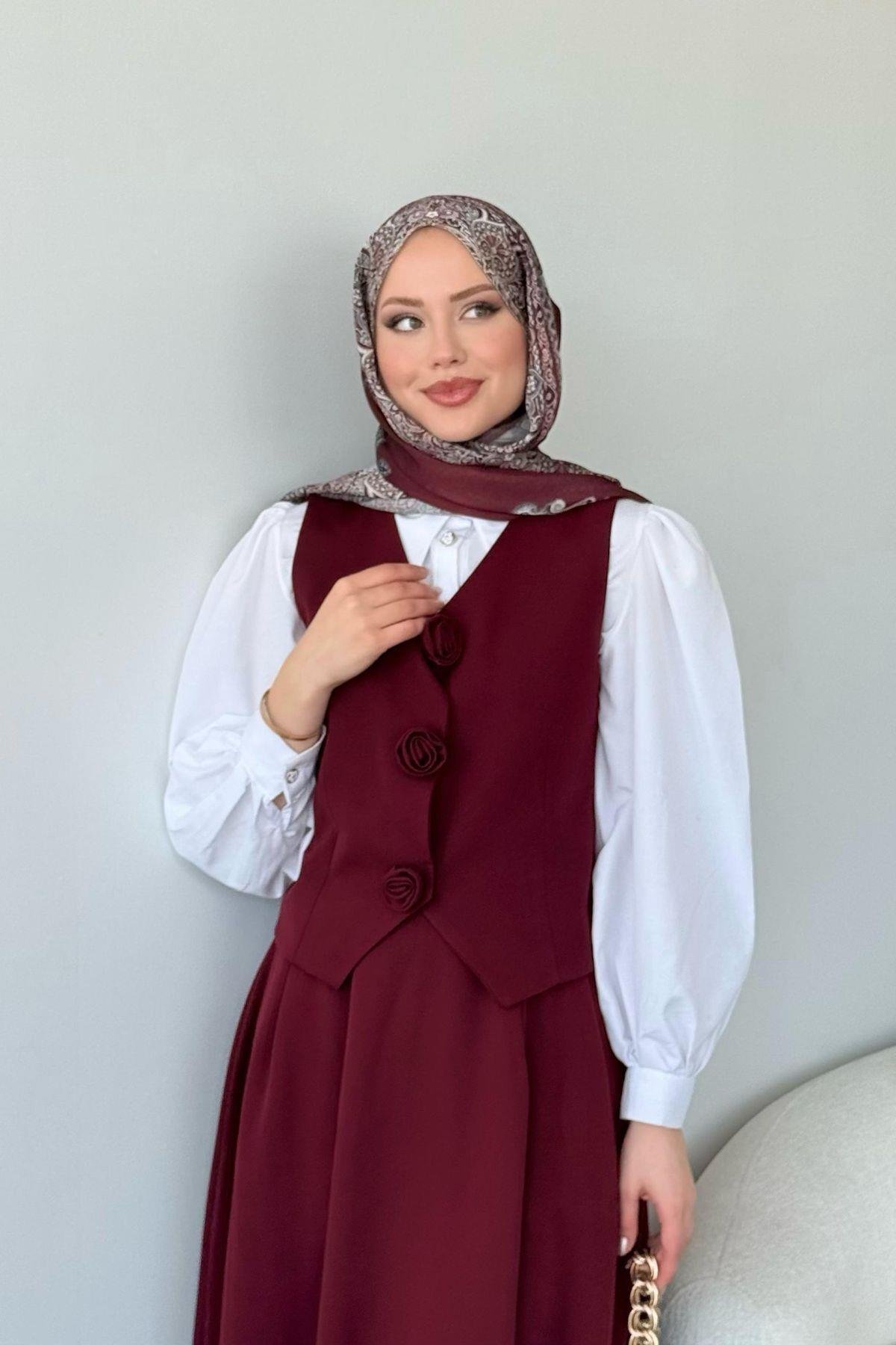  Venedik Etekli Takım Bordo, Fiyatları  Venedik Etekli Takım Bordo- Haza Moda 
