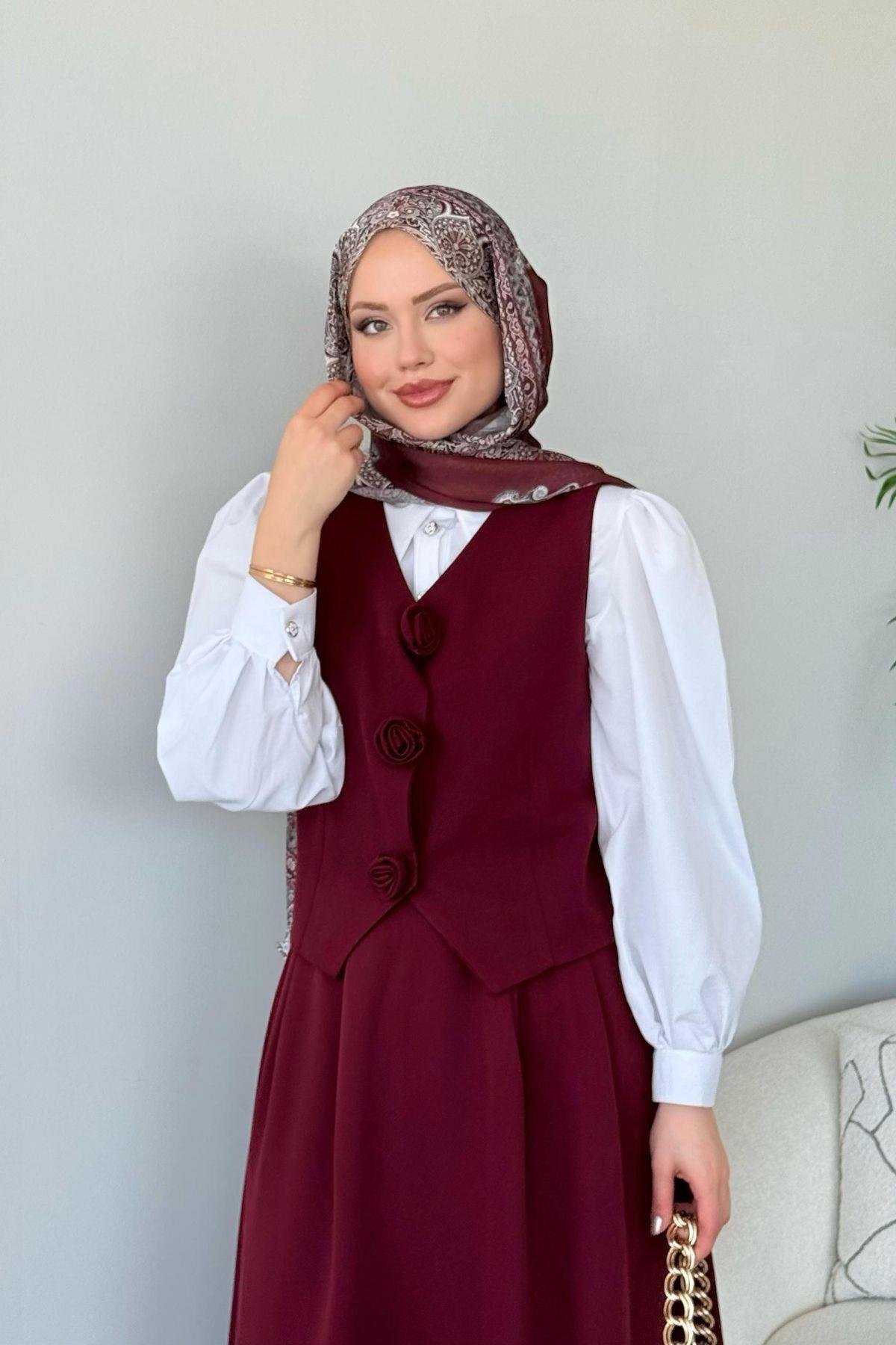  Venedik Etekli Takım Bordo, Fiyatları  Venedik Etekli Takım Bordo- Haza Moda 