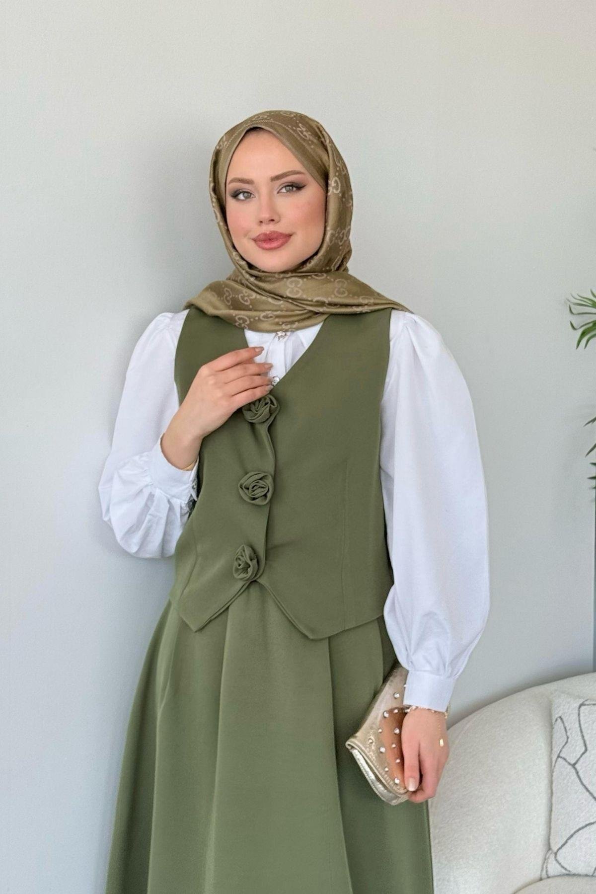  Venedik Etekli Takım Haki, Fiyatları  Venedik Etekli Takım Haki - Haza Moda 