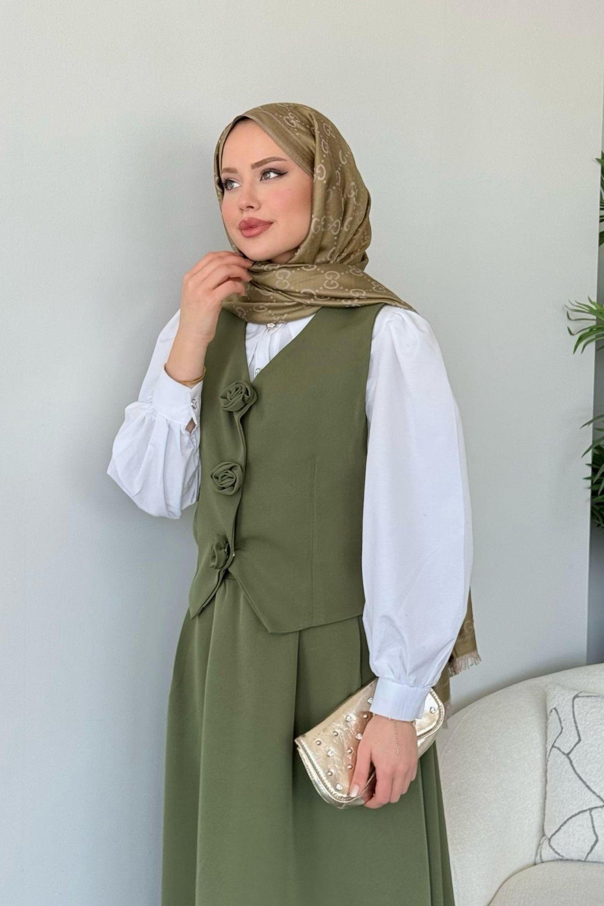  Venedik Etekli Takım Haki, Fiyatları  Venedik Etekli Takım Haki - Haza Moda 