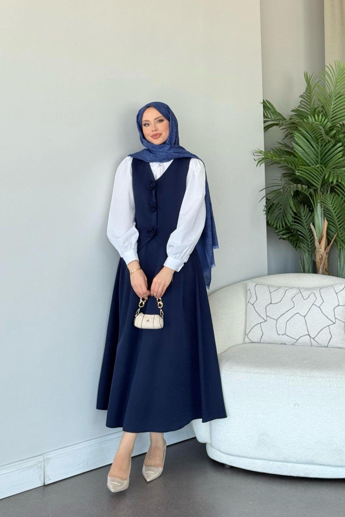  Venedik Etekli Takım Lacivert, Fiyatları  Venedik Etekli Takım Lacivert- Haza Moda 